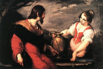 baroque Painting - Christ And The Samaritan Woman Italian Baroque Bernardo Strozzi